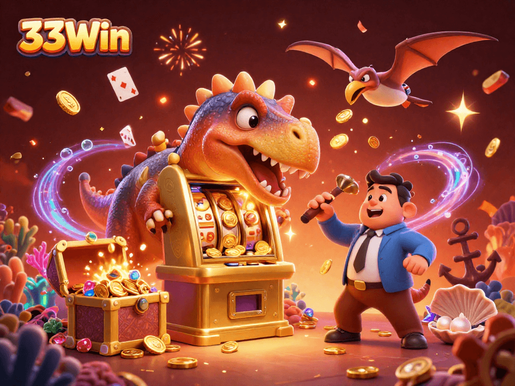 Experience thrilling wins at 33Win with exciting jackpots in a vibrant casino setting.