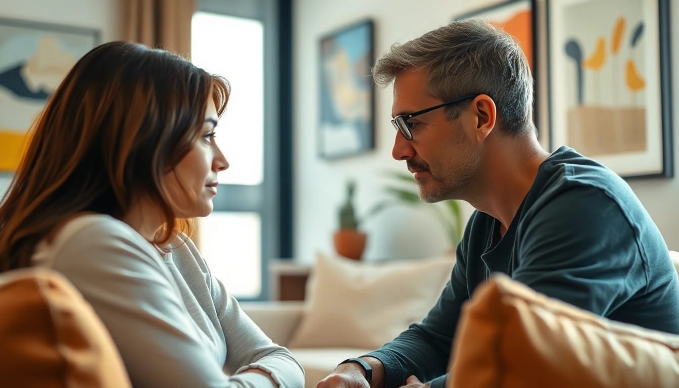 Therapist discussing depression symptoms in a calm and supportive environment.