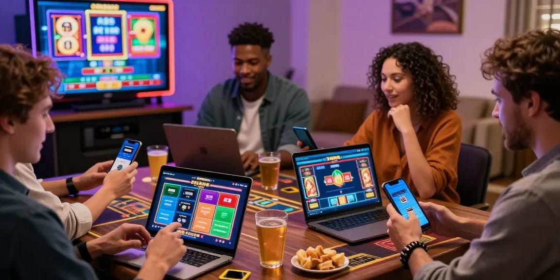 Engaging scene of diverse players enjoying https://scoarch.org.uk credit card casinos with colorful virtual graphics and a cozy atmosphere.