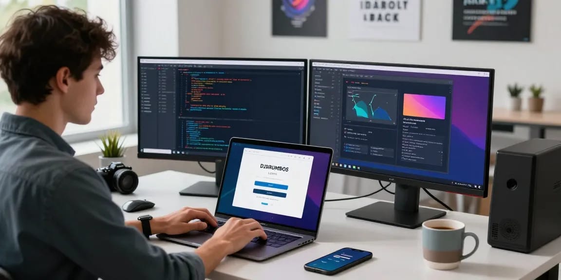 Experience seamless access with the DJARUMBOS LOGIN in a modern tech workspace
