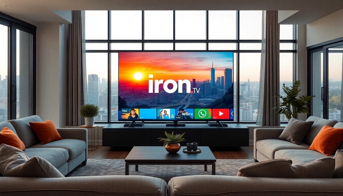 Experience seamless streaming with iron tv showcased in a stylish living room setting.
