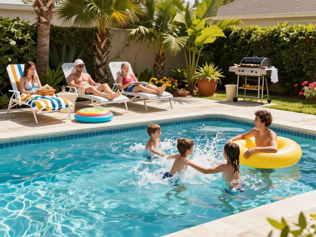 Dolphin Pool Services ensures families enjoy fun-filled days around a beautifully maintained pool.