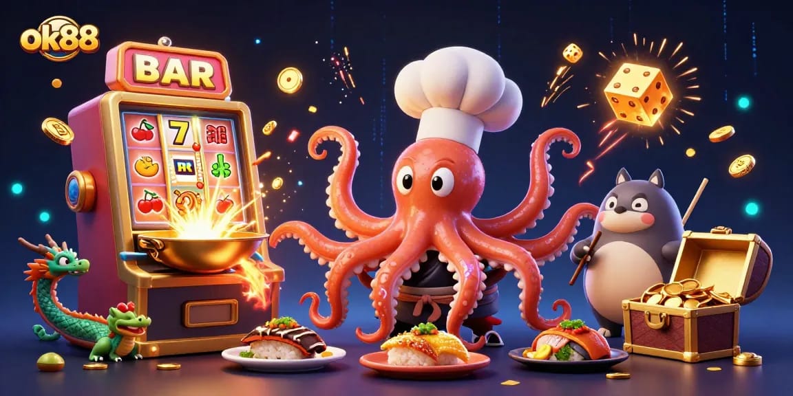 Experience the excitement of ok88 casino with vibrant characters and jackpot themes in this enchanting illustration.