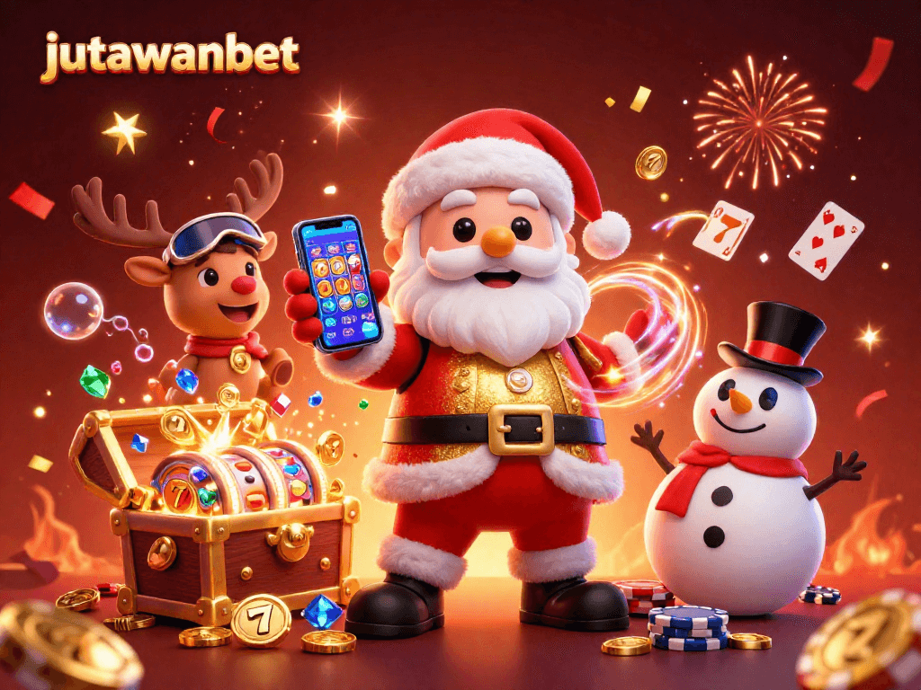 Play slots and win with Jutawanbet in this vibrant casino scene filled with action!