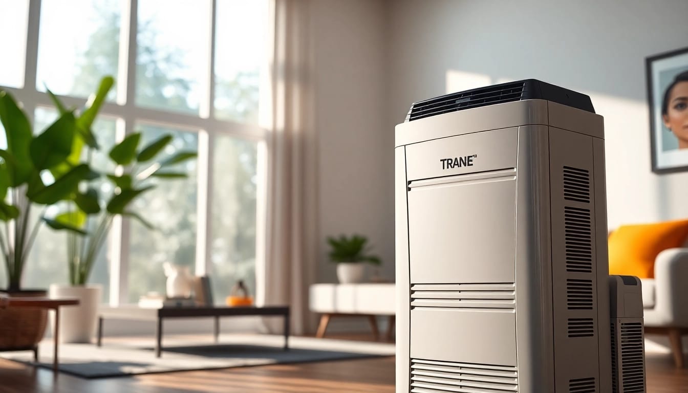 Trane HVAC system showcased in a stylish setting, emphasizing modern home comfort and energy efficiency.