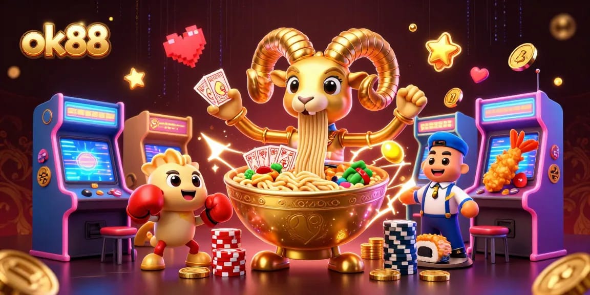 Experience exciting gambling action with ok88 featuring a dynamic 3D casino scene of animated characters.