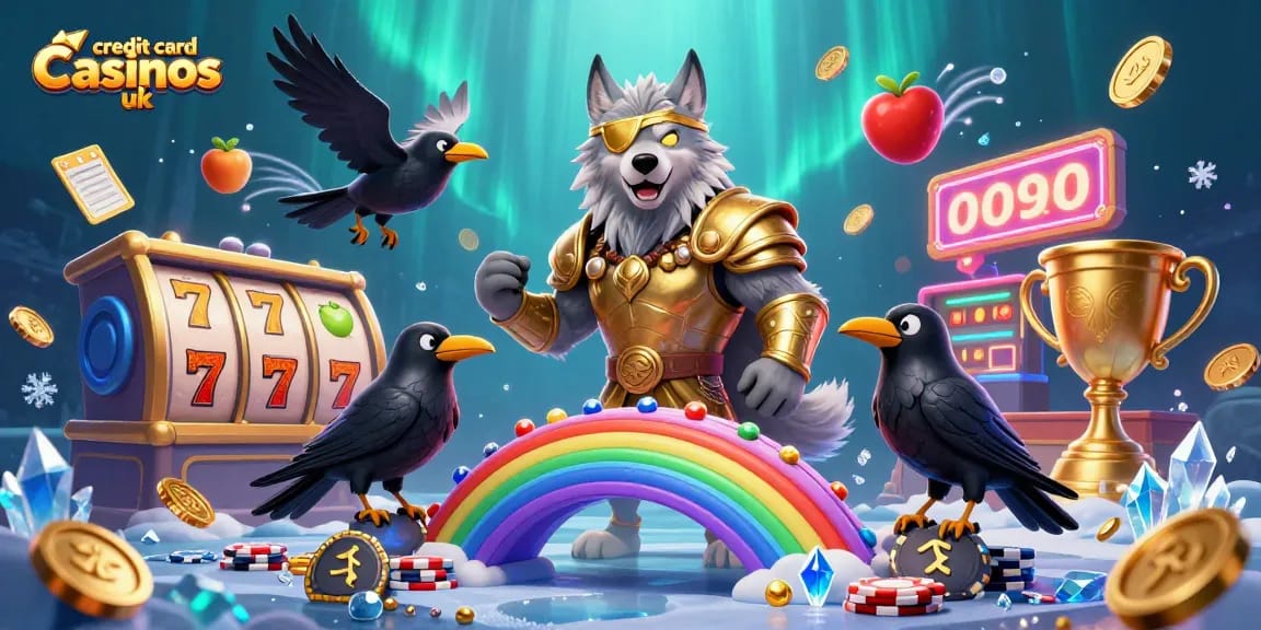 Explore credit card casinos uk through an enchanting 3D scene featuring Odin and mythic elements.