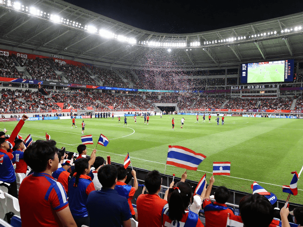แทงบอลโลกนัดชิง ในสนามฟุตบอลที่เต็มไปด้วยแฟนบอลชาวไทยร้องเชียร์