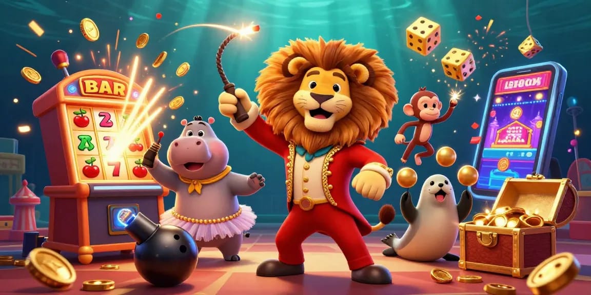 Engage in exciting spins with Slot 5K: vibrant casino scene featuring dynamic characters and jackpot elements.