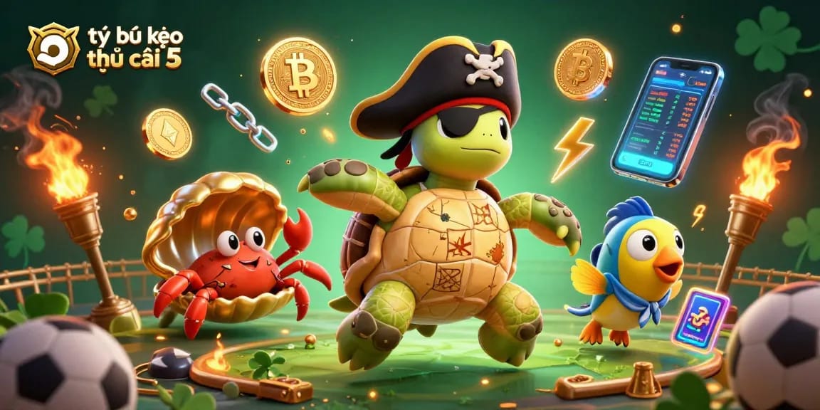 Bet on tỷ lệ kèo nhà cái 5 with our vibrant sports and treasure-themed illustration.