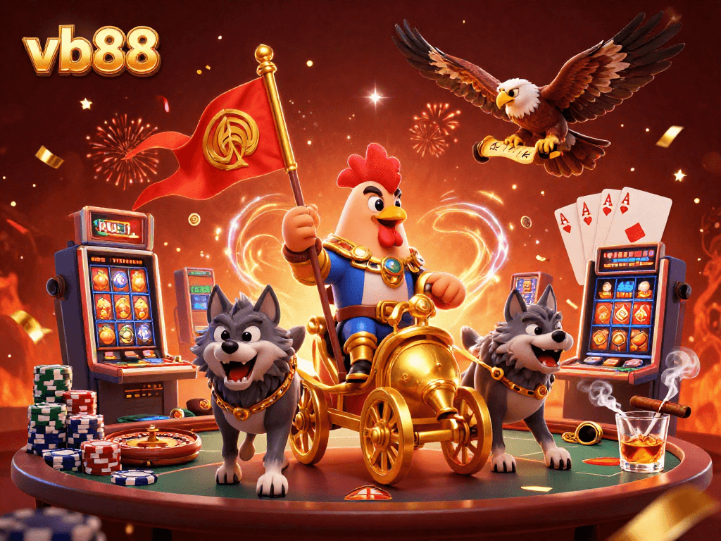 Experience thrilling baccarat and poker action at vb88 with vibrant casino scenes and dynamic characters.