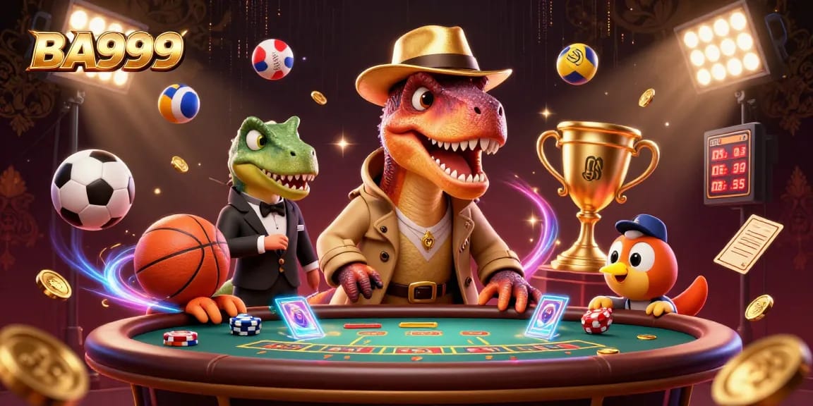BA999 gaming innovation at its finest with a velociraptor card counter and pit boss in an action-packed scene