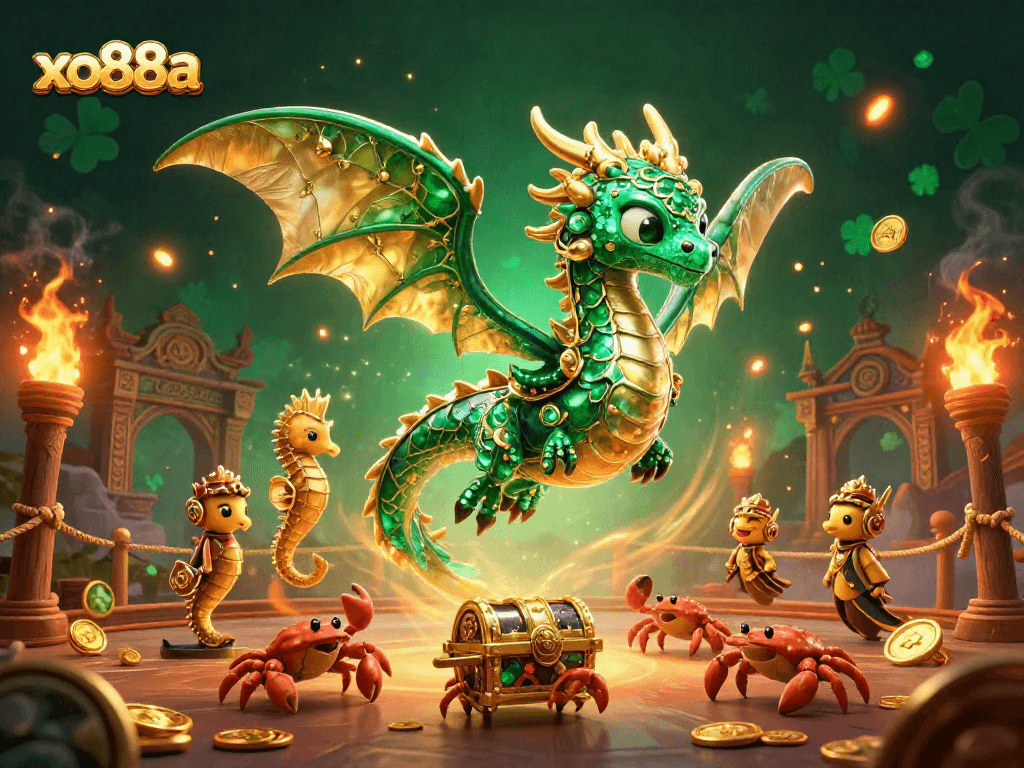 Engage in thrilling casino adventures at xo88a with vibrant characters, gold coins, and underwater elements.