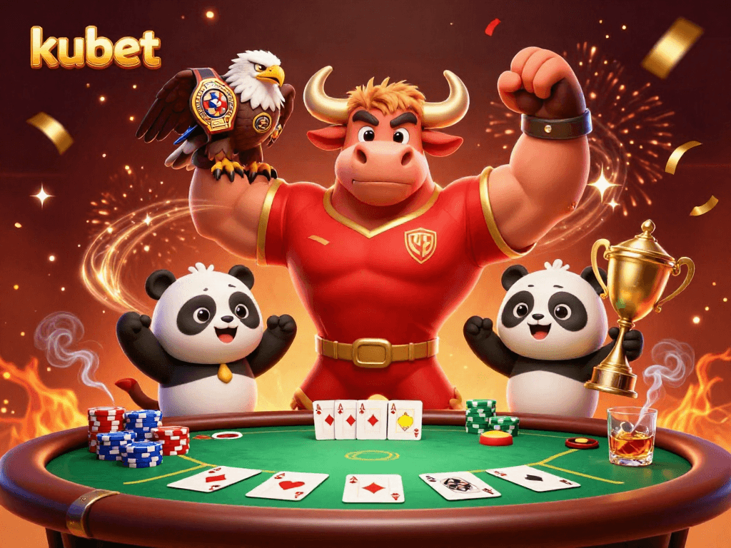Join the thrilling kubet adventure with iconic casino characters celebrating victory!