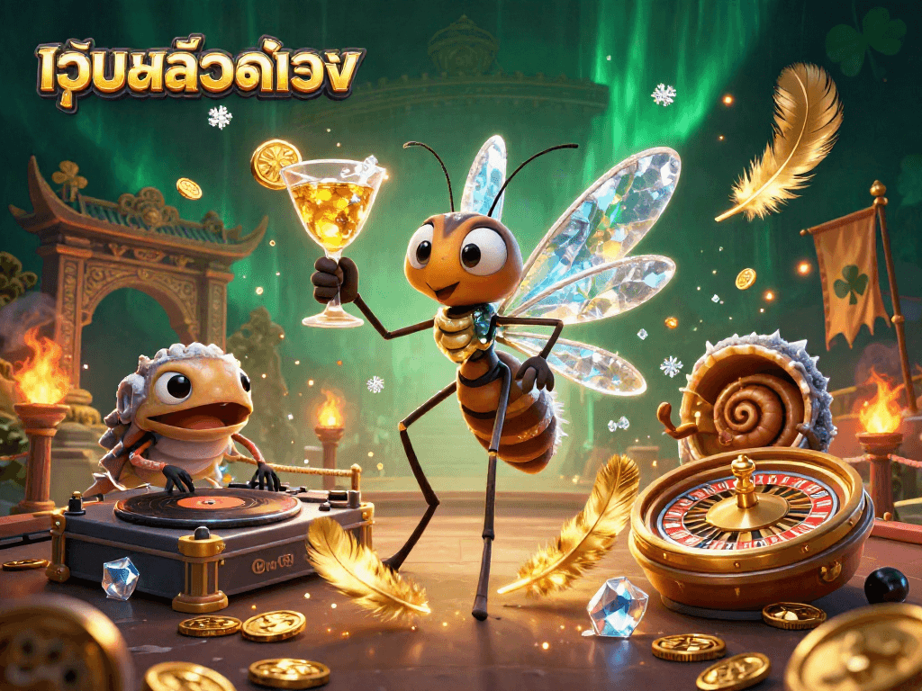 Engage in thrilling gaming at เว็บสล็อตตรง with this vibrant 3D illustration of casino elements.