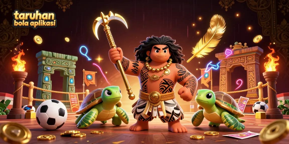 Experience taruhan bola aplikasi with a thrilling sports betting scene featuring dynamic characters and rich colors.