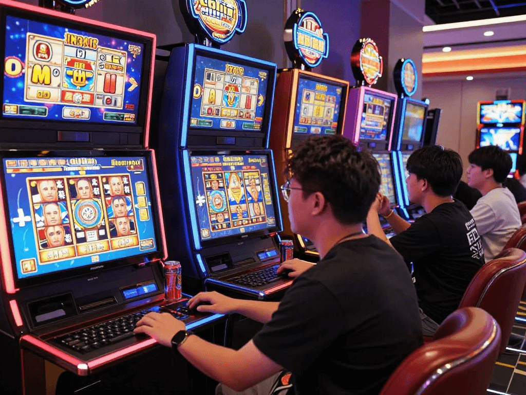 Exciting players engaged in slot jepang online gaming with vibrant visuals.