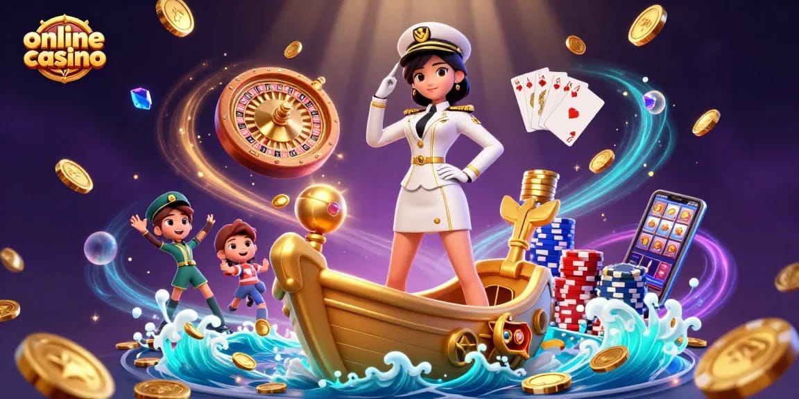 Experience high energy at an online casino with a stunning 3D illustration of games and excitement.