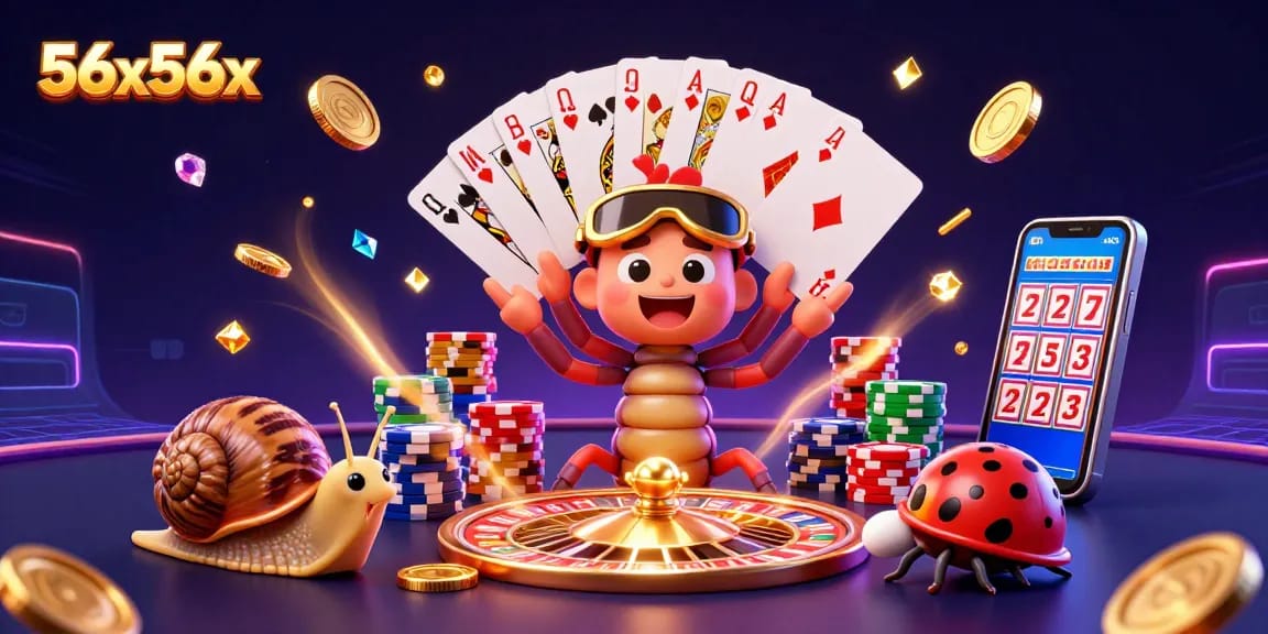 Spin the 3D roulette wheel and enjoy the vibrant casino scene at 56x56x with engaging characters and game elements.