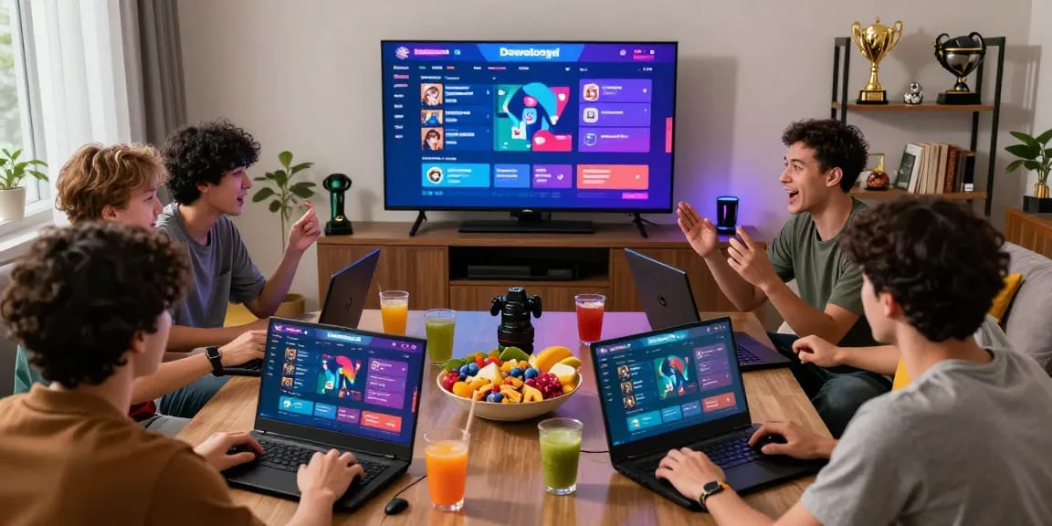 Dewatogel gaming scene with friends engaged in competitive online betting.