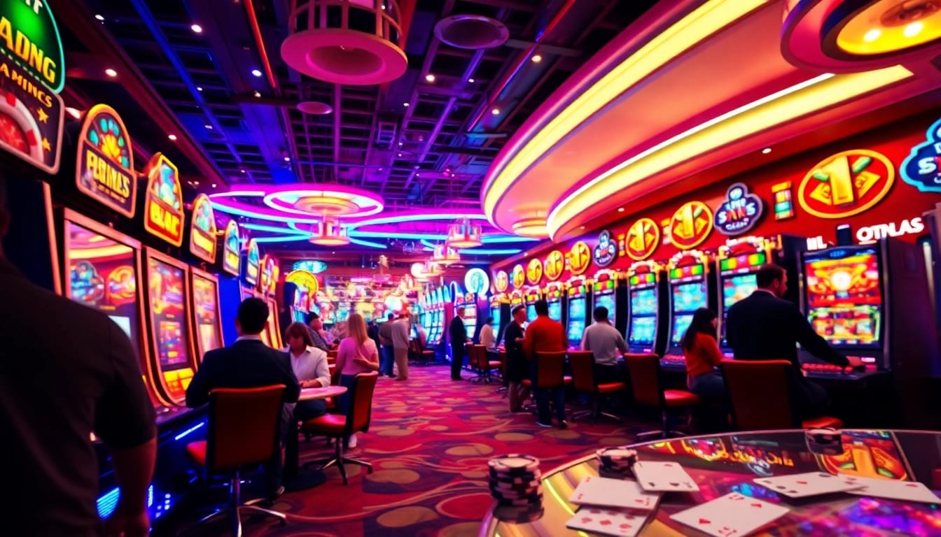 Erleben Sie den neue casino bonus ohne einzahlung auf einer lebhaften Casino Fläche mit Spielern.