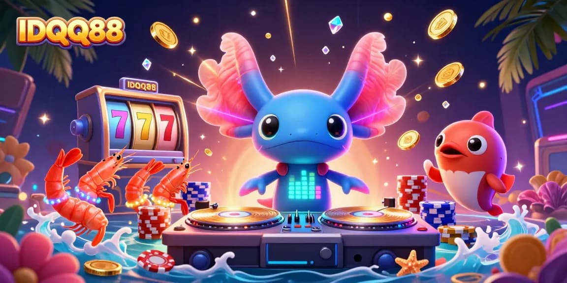 Engage with IDQQ88's vibrant gaming scene featuring fun characters and active slot machines!
