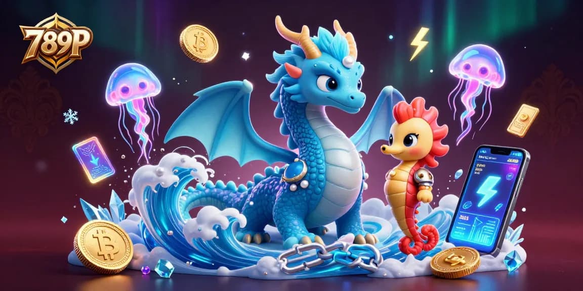 Join the excitement at 789P with a magical underwater casino scene featuring an azure dragon and gaming treasures.