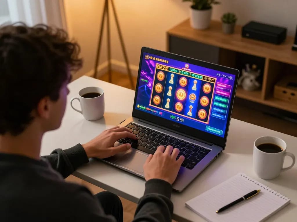 Engaging gameplay on the alexis77 slot, featuring colorful spinning reels and user interaction.
