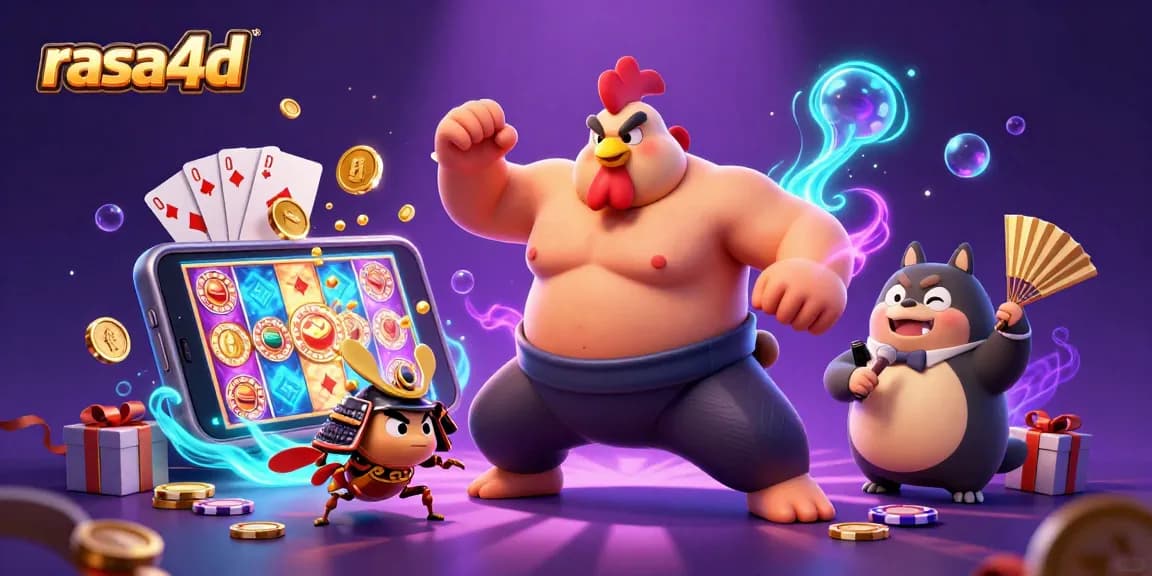 Menggandakan kesenangan di rasa4d dengan sumo rooster yang kuat dan cricket samurai, dalam suasana kasino yang penuh warna.