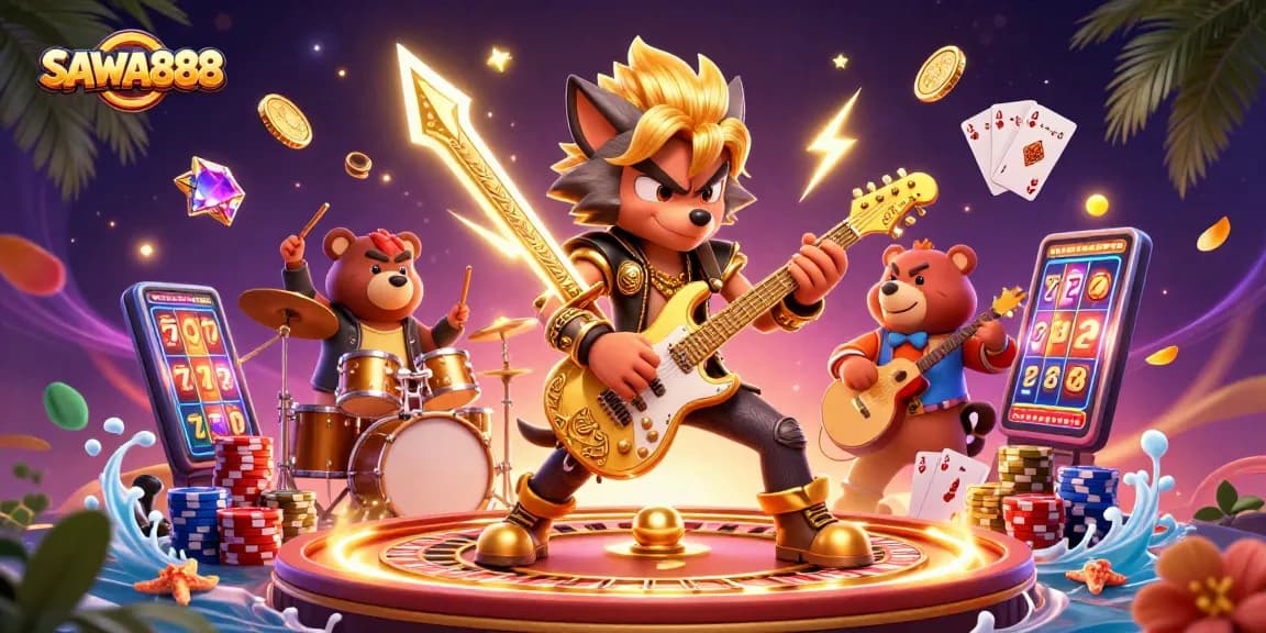 Experience the thrilling excitement of SAWA888 with vibrant 3D casino characters and dynamic game elements.