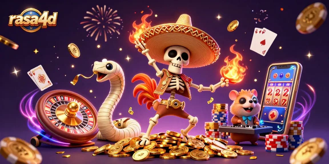Rasa4d merayakan kemenangan dengan karakter ceria seperti ayam mariachi dan ular mummy di kasino
