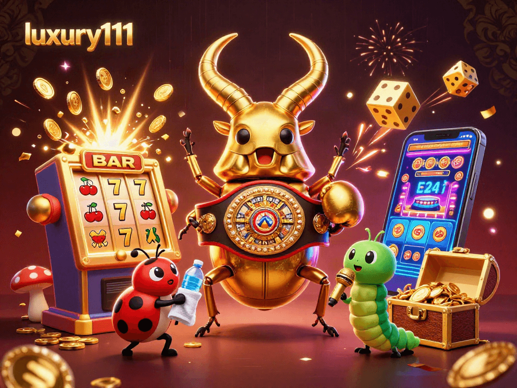 Experience thrilling action at luxury111 with a dynamic 3D casino scene filled with excitement and jackpots.