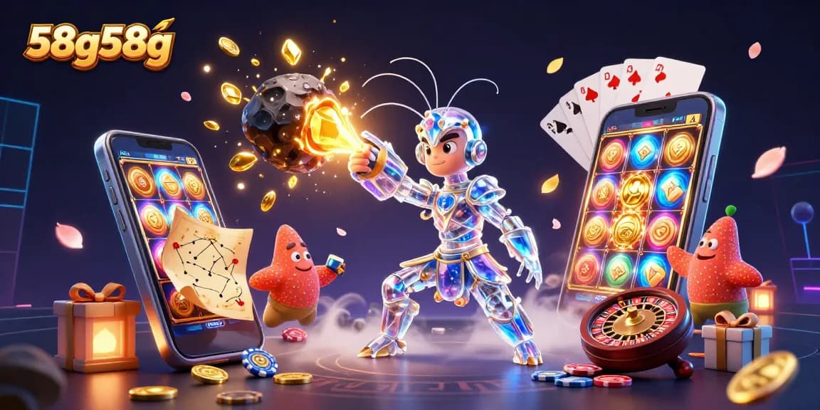 Engage in thrilling 58g58g slots action with vibrant characters in a dynamic casino scene.