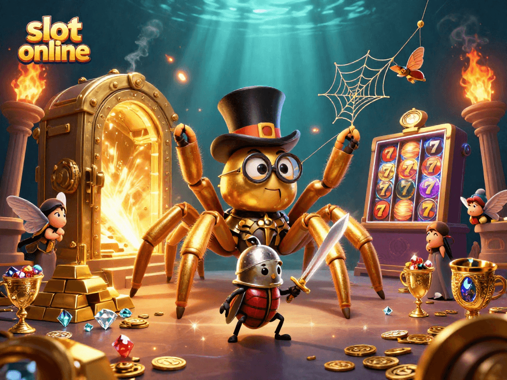 Menangkan slot online dengan strategi jitu dalam suasana kasino yang megah dan penuh emas.