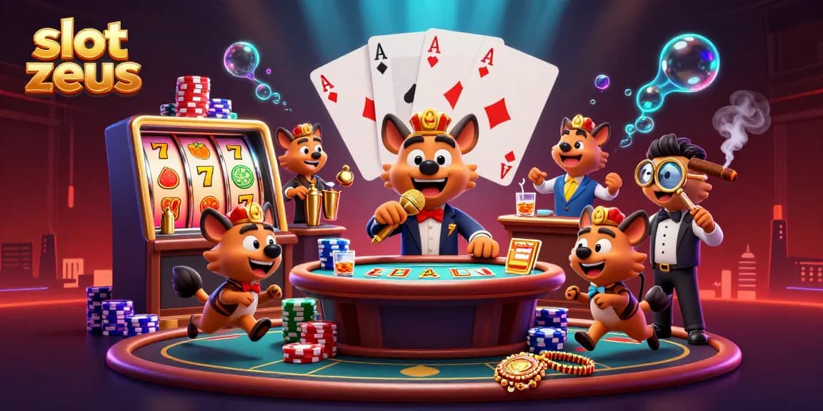Engage in slot zeus adventures at a vibrant comedy casino with hyenas in action.