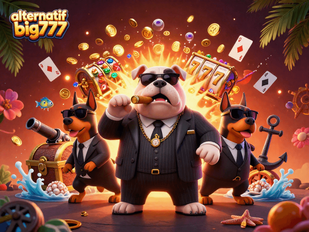 Experience high-stakes excitement with alternatif big777 in this vibrant casino-themed illustration.