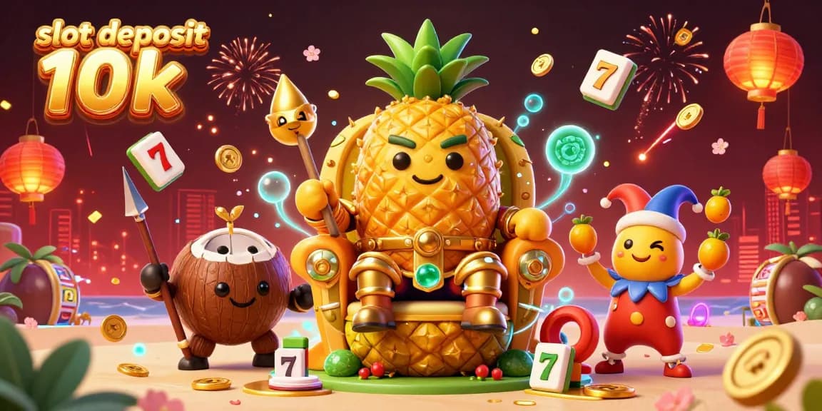 Spin the reels with slot deposit 10k in this vibrant casino scene featuring golden characters and lively elements.