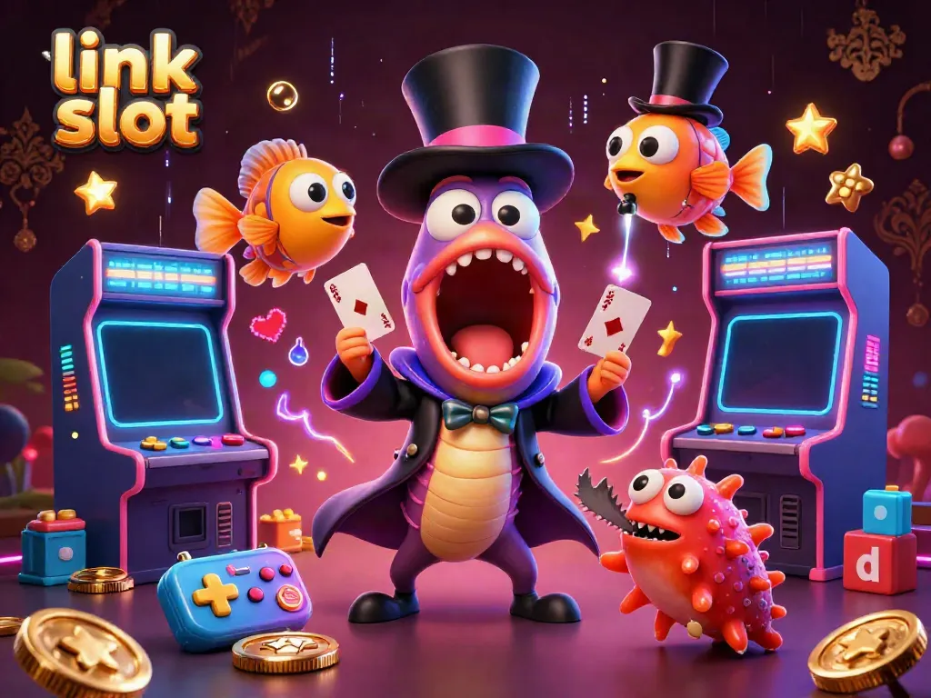 Experience thrilling action with link slot and animated characters in a vibrant casino world.