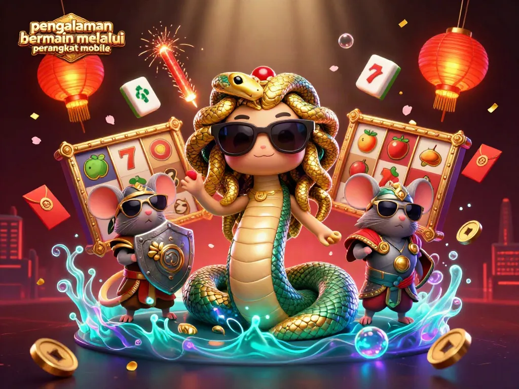 Pengalaman bermain melalui perangkat mobile dengan Medusa dan karakter kasino di lingkungan yang mengesankan.