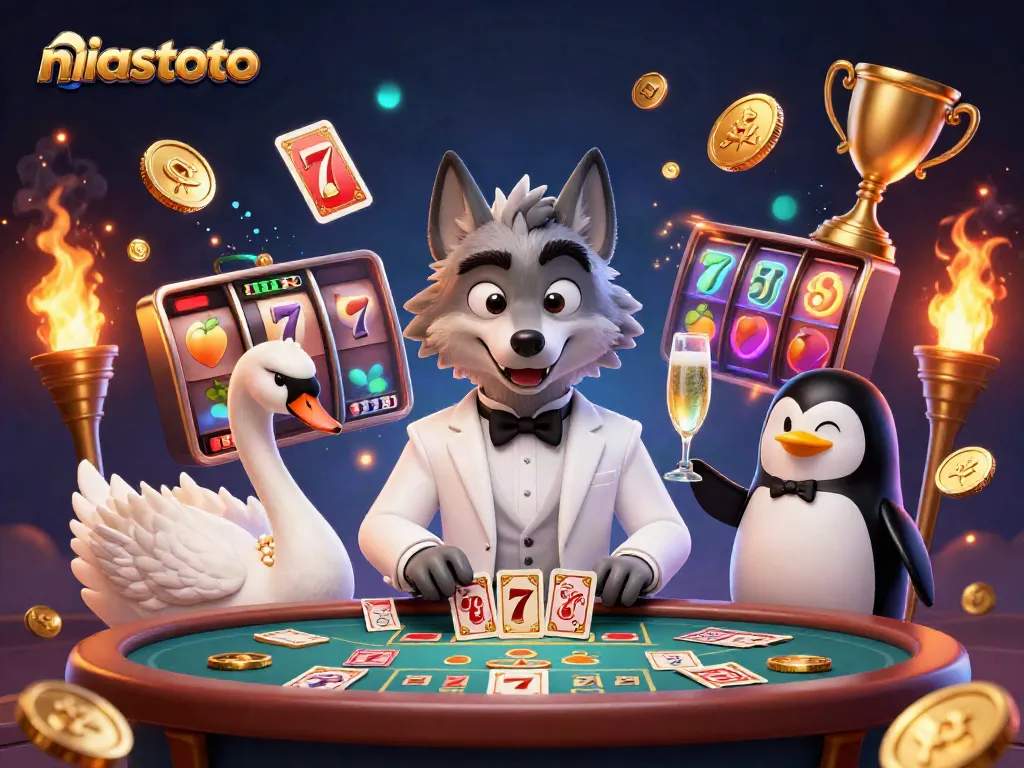 Experience thrilling gameplay at niastoto with the elegant characters of the casino showcased in a vibrant 3D illustration.