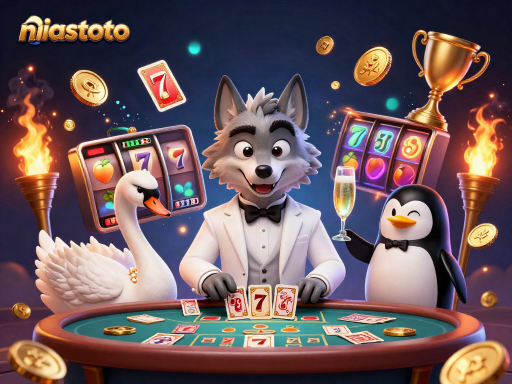 Experience thrilling gameplay at niastoto with the elegant characters of the casino showcased in a vibrant 3D illustration.