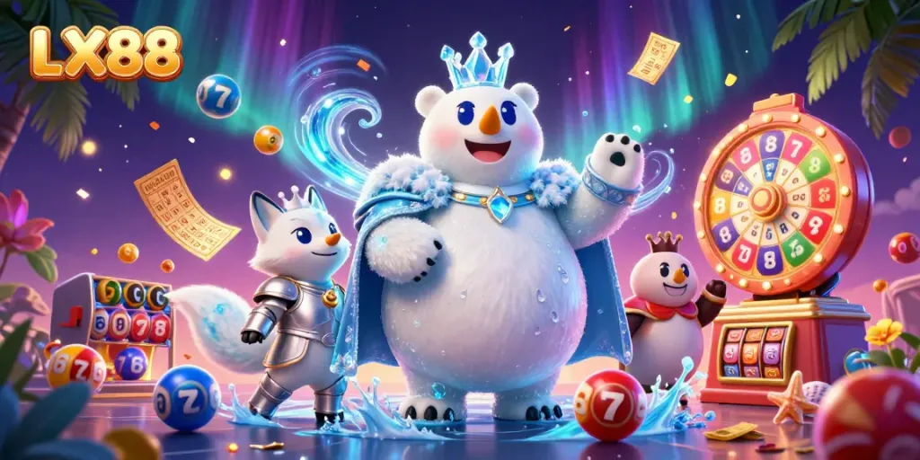 Visualize winning strategies at LX88 casino with vibrant characters and dynamic gaming elements.