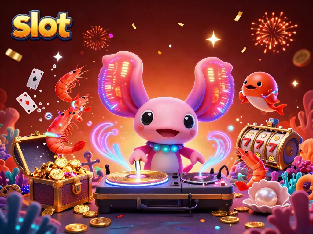 Play thrilling slots with an energetic axolotl DJ and colorful underwater characters.