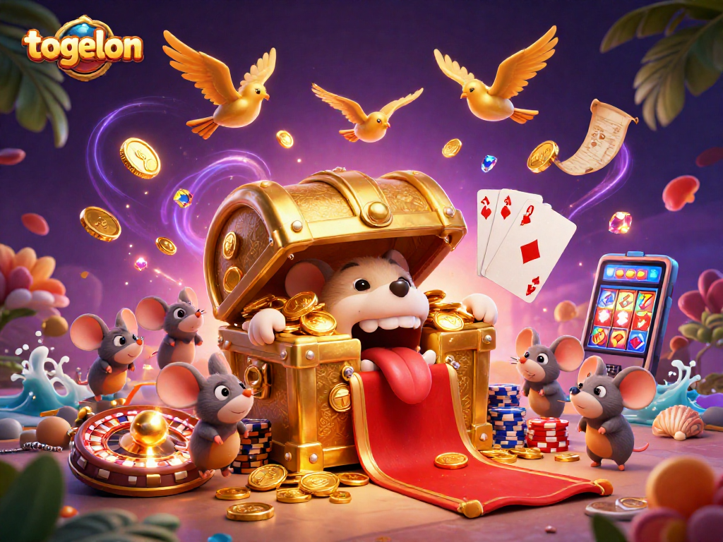 Engage with togelon and win as adventure mice are lured by a treasure chest amid dynamic casino elements.