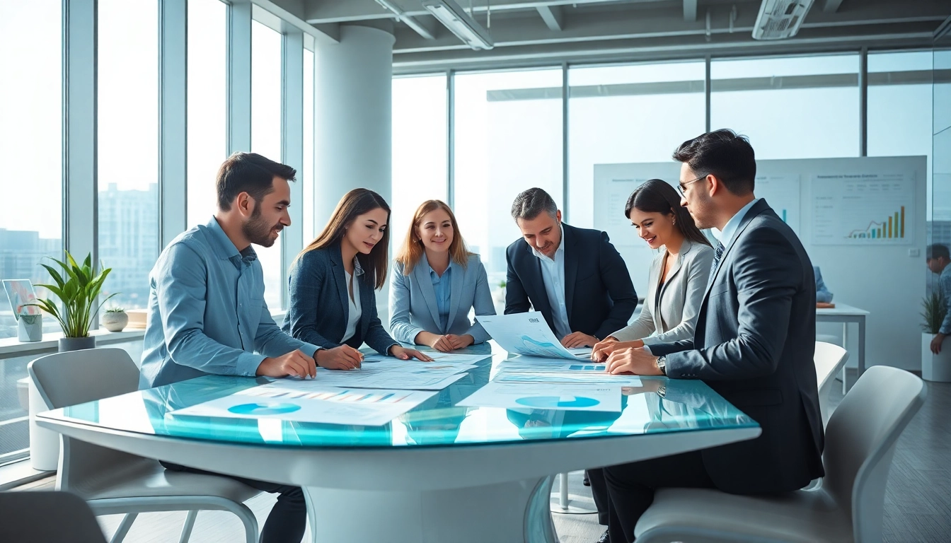 Engaging Bid-No-Bid Analysis discussion among professionals in a modern office.