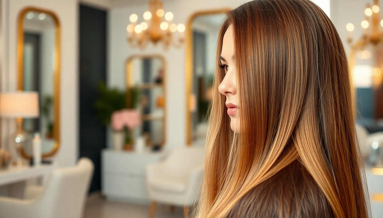 Showcase of genius weft hair extensions blending seamlessly in a chic salon setting.