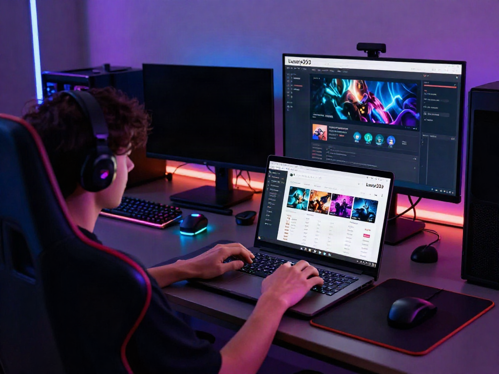 Luxury12 gaming platform workspace displaying vibrant user interface and gadgets.