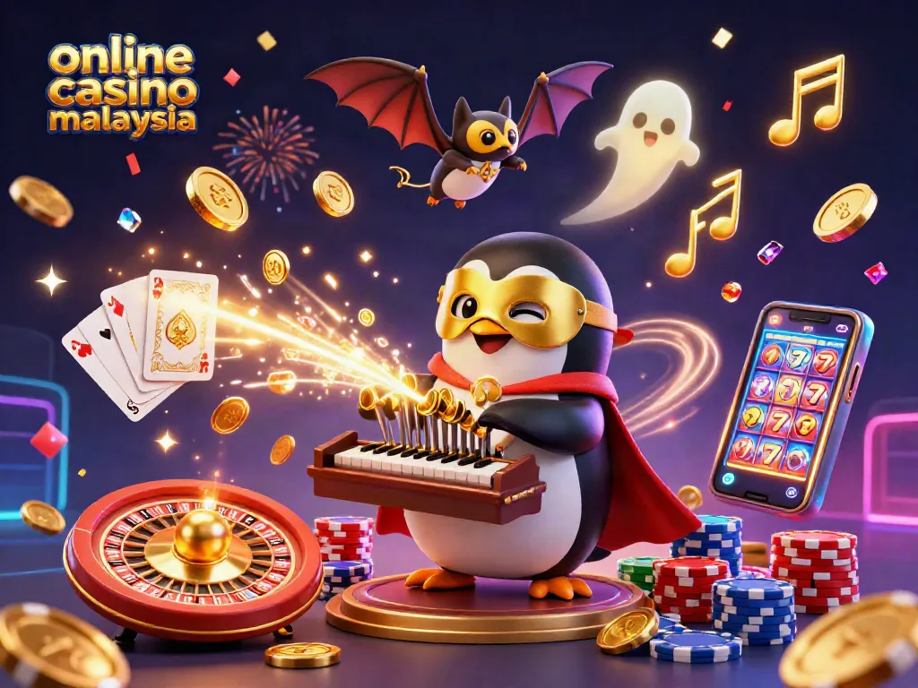 Experience the excitement of online casino Malaysia with vibrant 3D elements showcasing dynamic casino action.