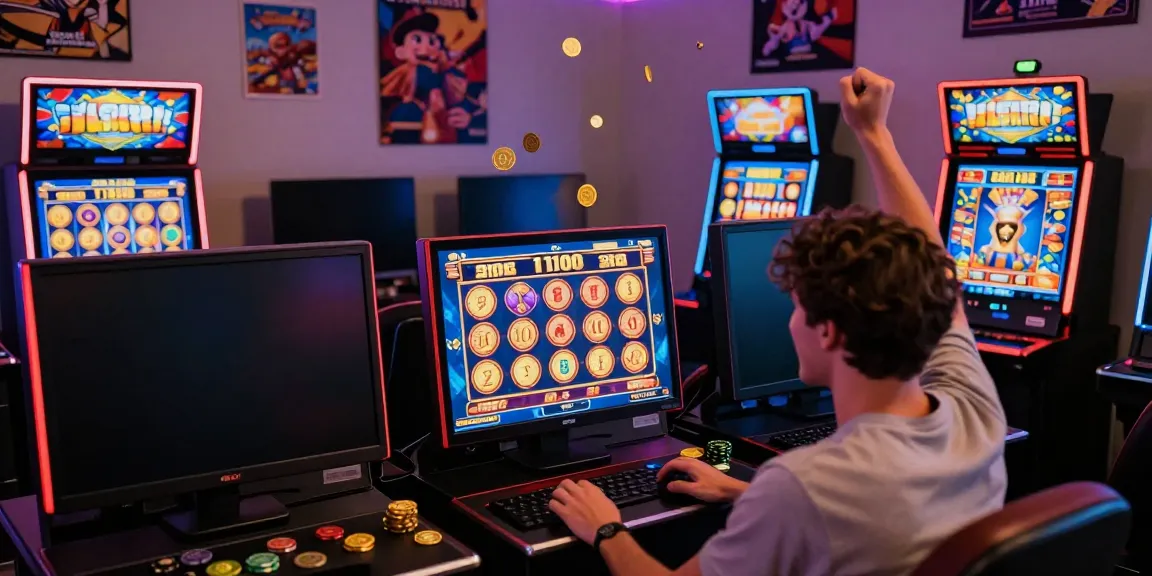 Joyful player winning on slot88 games in vibrant gaming environment