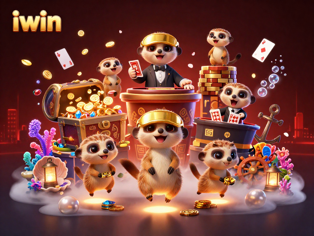 Experience lively gaming action at iwin with meerkats running a vibrant casino operation!